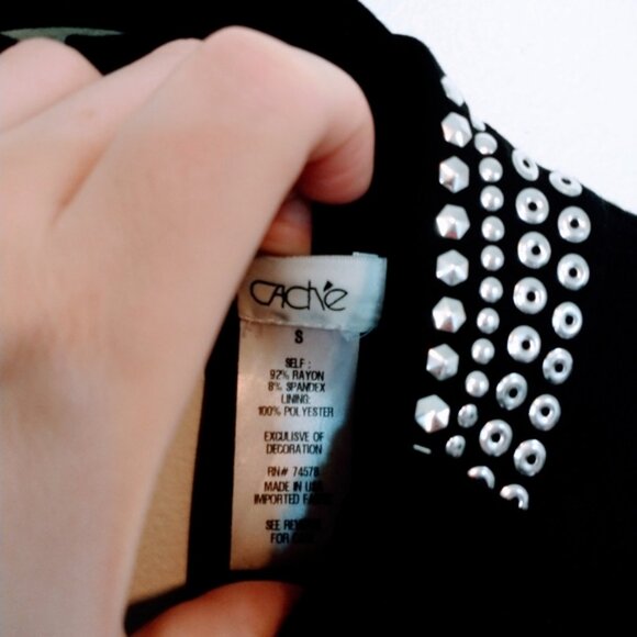 Cache little black dress with silver beaded detail along the neck and cutout det - Picture 6 of 8